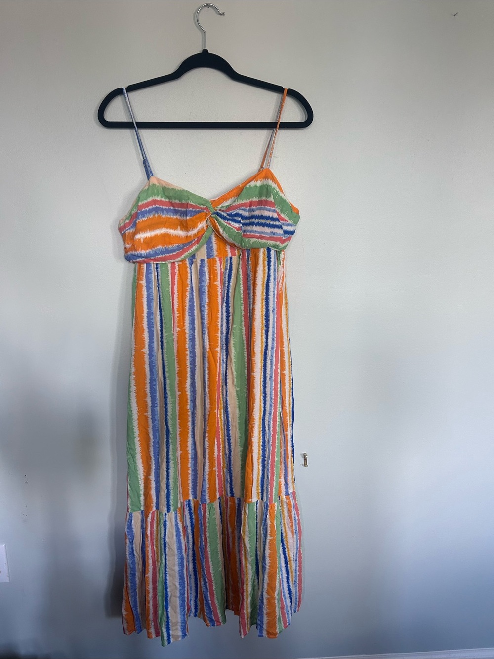 THML Striped Maxi Sundress - Orange, Green & Blue